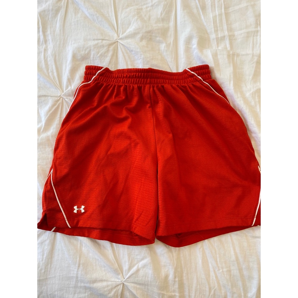 Red mesh Under Armor running shorts